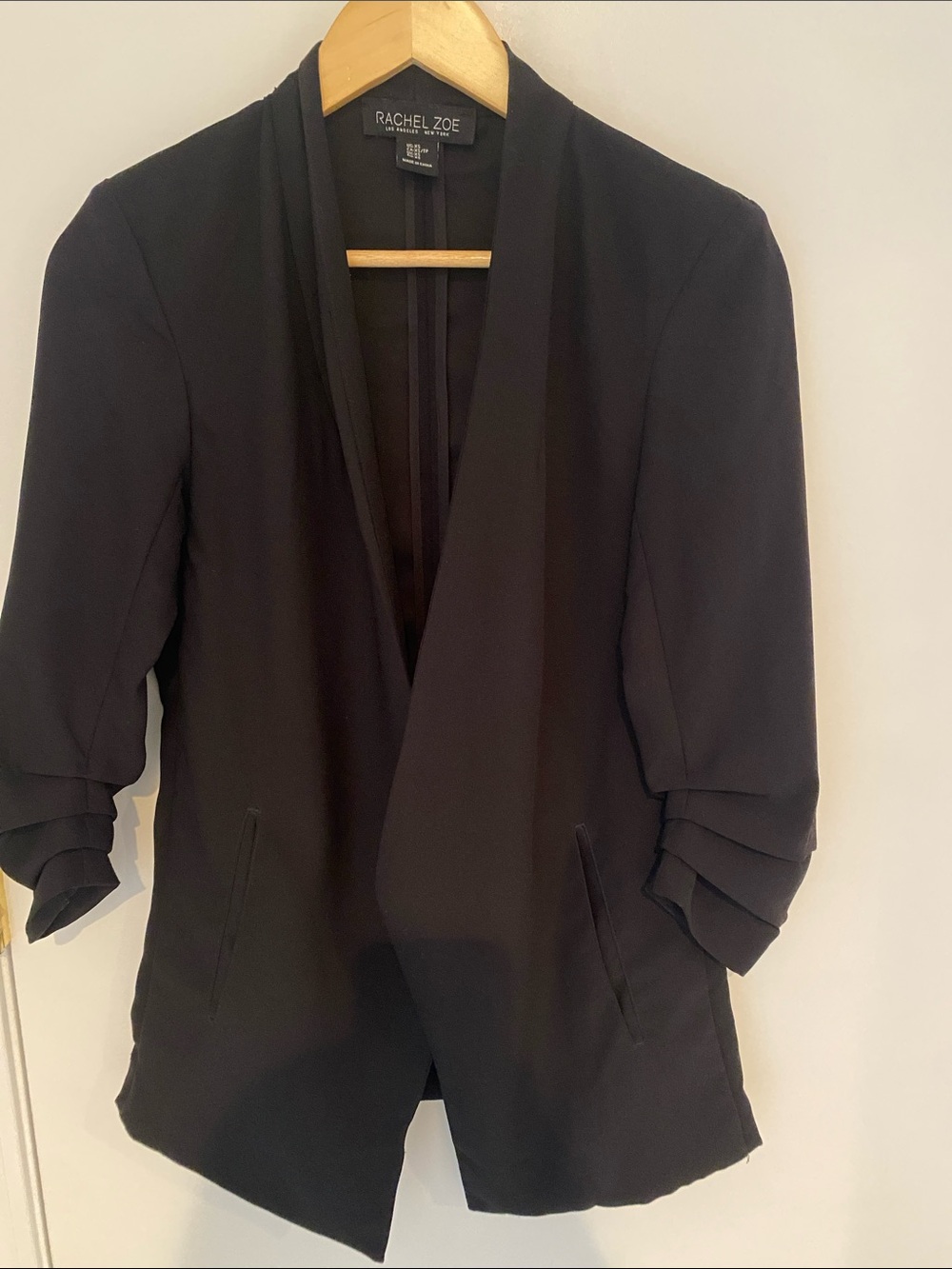 Rachel Zoe Black Open-Front Draped Blazer Size XS
